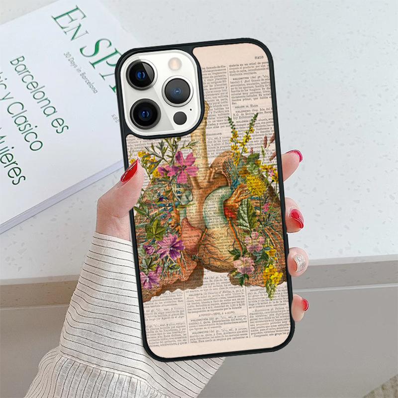 Vintage Anatomy Heart Brain Nurse Phone Case Cover For iPhone 17 Air 15 16 16e 14 13 Pro 12 11 Pro Max For Apple PLUS Fundas