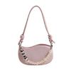 Simple solid color pearl chain underarm bag texture versatile shoulder bag lightweight messenger bag