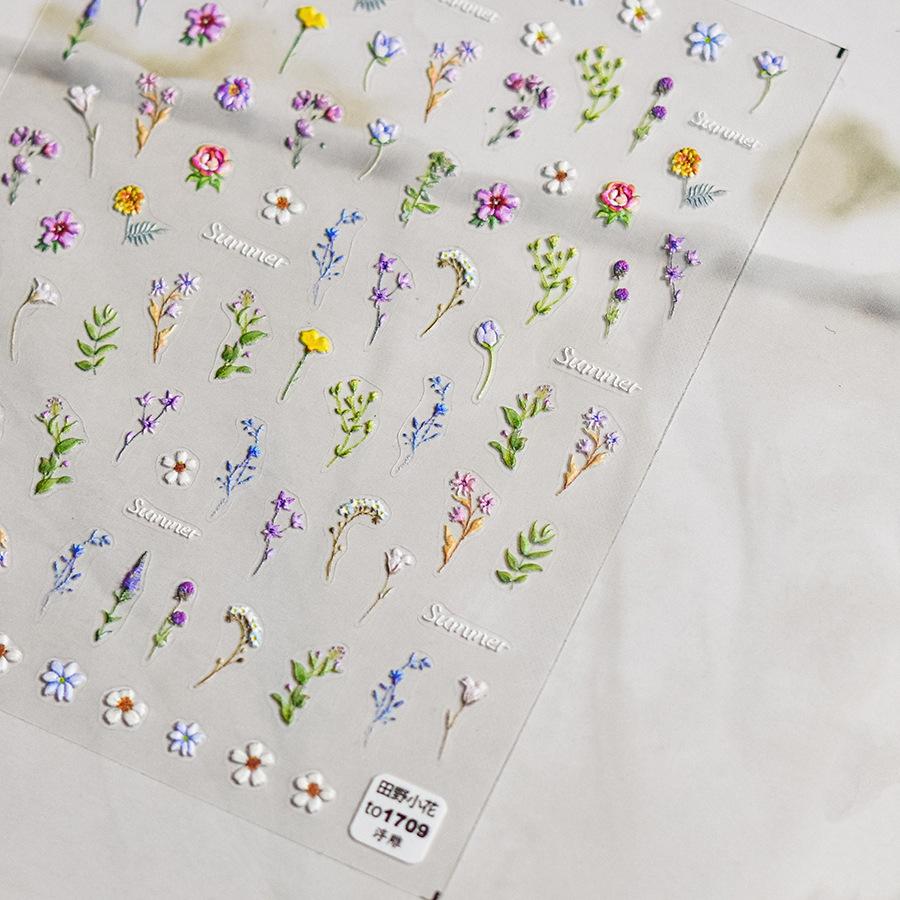 Рельефные маленькие полевые цветы наклейки для ногтей DIY производство креативные — фото 15