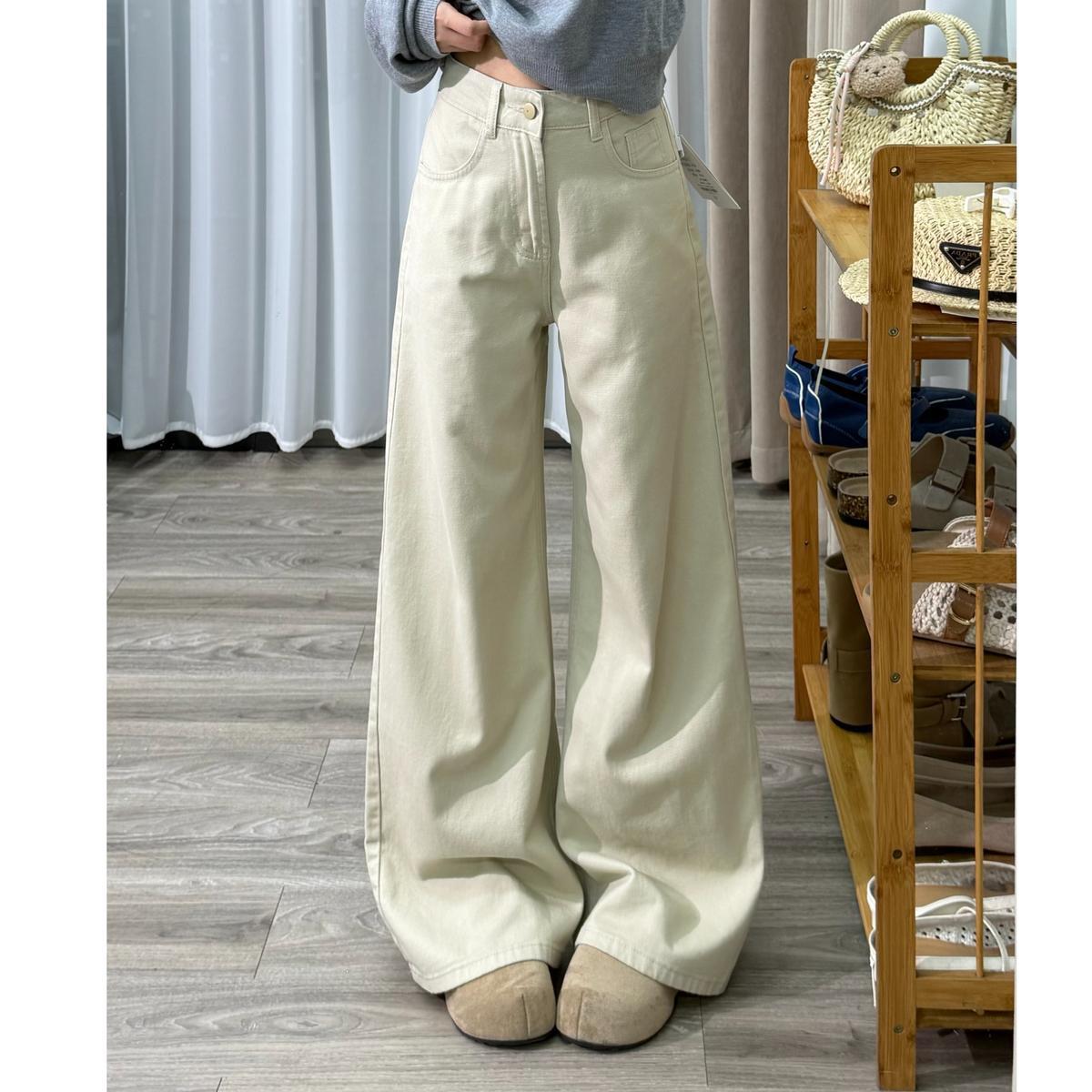 

2026 New Spring American Style Women s High Waist Wide Leg Jeans – Slimming, Loose, Floor-Length Pants L (110-120 cm)