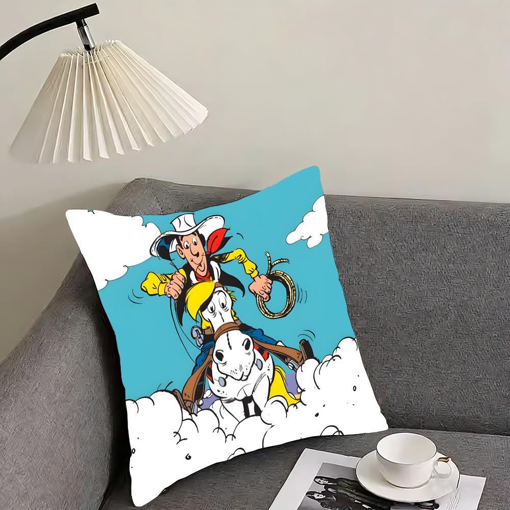 Lucky Luke Cartoon Cushion Cover Reversible Plush Pillow Cover – For Car, Sofa, Bedroom, Perfect As A Gift.