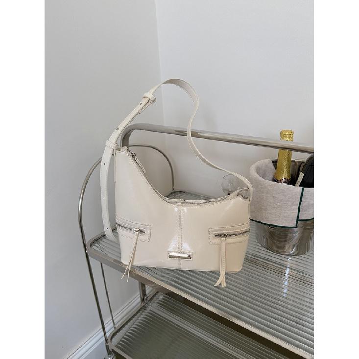 Корейская версия Нишевая личность Y2K Горячая девушка Сумка-полумесяц Трендовая Крутая Мотоциклетная текстура Сумка-пельмень Универсальная Черная сумка под мышкой