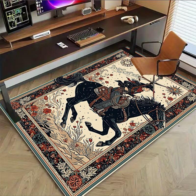 1PC Cowgirl Horse Non-Slip Floor carpet, Office, family, bedroom, Studio - Large Area Rug, Vibrant Colors-C0499