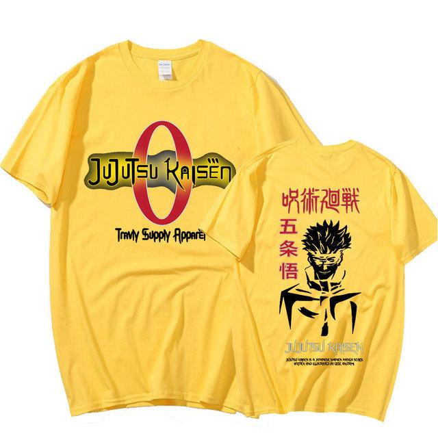 

Футболка с рисунком аниме «Jujutsu Kaisen Harajuku» с рисунком манги «Gojo Satoru», короткие рукава, повседневные футболки из хлопка, унисекс, свободные футболки, уличные топы 4XL