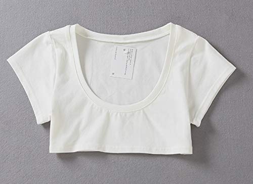 [DOKiDOKi] Ultra-short T-shirt (White) - Sexy, barely-there undershirt, sheer cut-and-sew top, size M