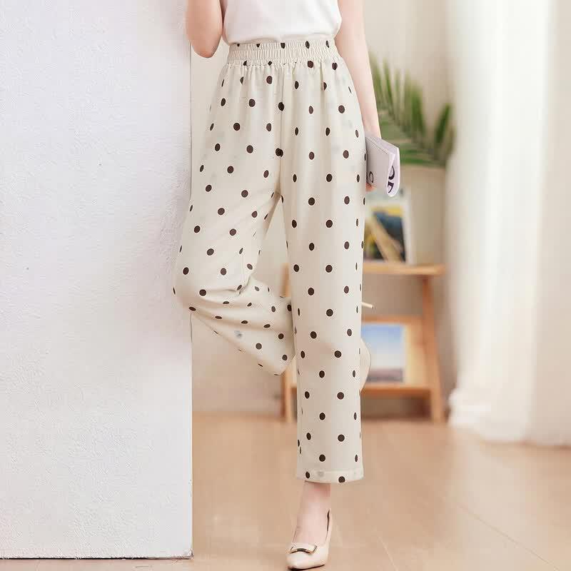 Women's Summer Polka Dot Straight Leg Casual Pants