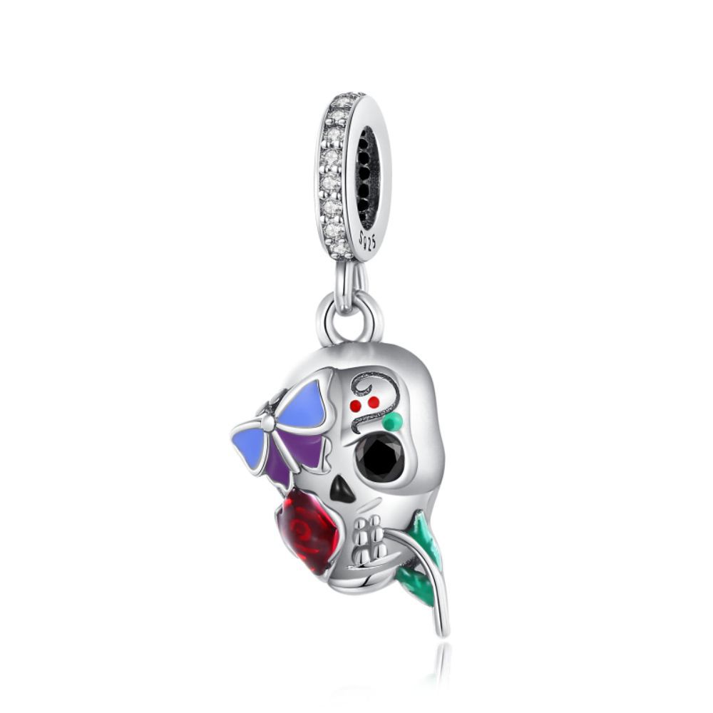S925 Silver Halloween Witch Skull Pendant Necklace Gothic Jewelry For Women