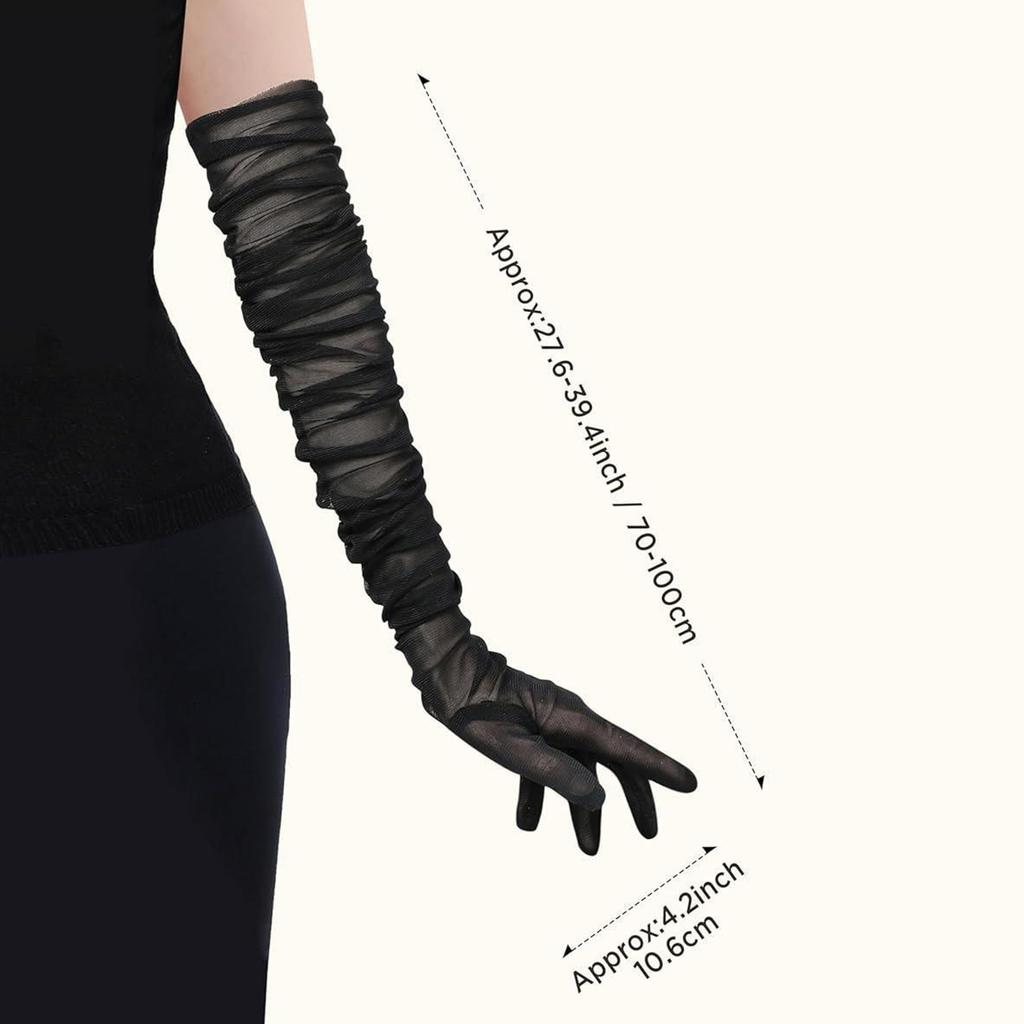 Zarte spitzenartige Netzhandschuhe 70-100cm Länge Abendgarderoben-Accessoire Netzhandschuhe für Gesellschaftstanz Braut