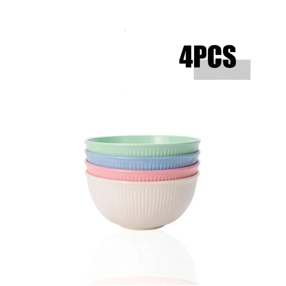 

4/12 шт. Легкі миски для сніданку з пшеничної соломи, небиткий набір обідніх мисок, безпечні для миття в посудомийній машині та мікрохвильовій печі, екологічно чистий повний набір посуду