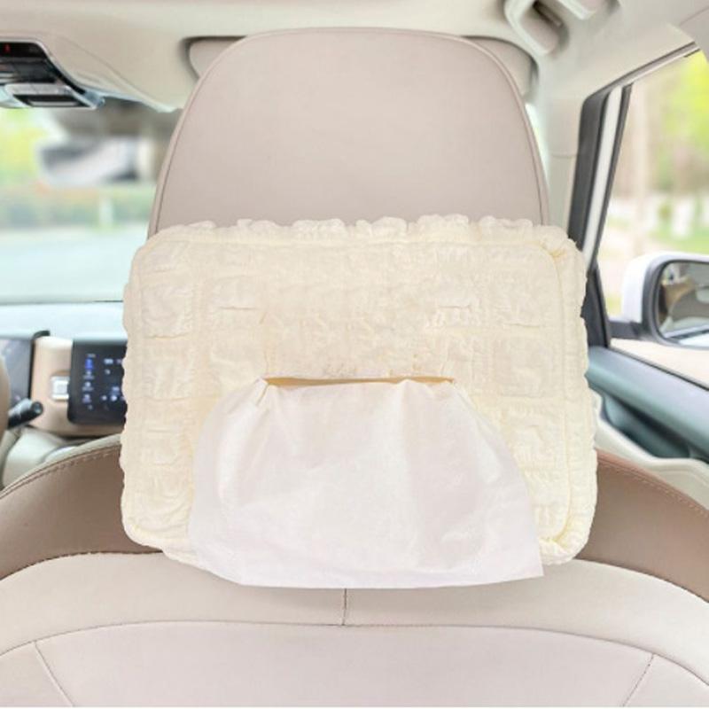 Car Tissue Box Fabric Tissue Box Car Seat Back Armrest Paper Box Tissue Bag Car Interior Decoration Accessories