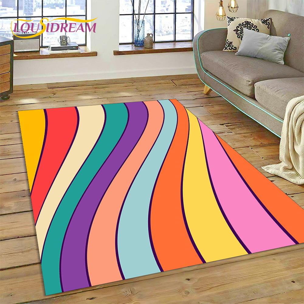 Rainbow 3D Colour Illusion Cartoon Rug Carpet for Living Room Bedroom Home Decor,Floor Mat Non-slip Decoration for Sofa Doormat