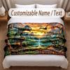 Coperta Morbida a Tema Dinosauri Personalizzata con Stampa Nome Testo Coperta Calda Decorazione Divano Casa Camera da Letto