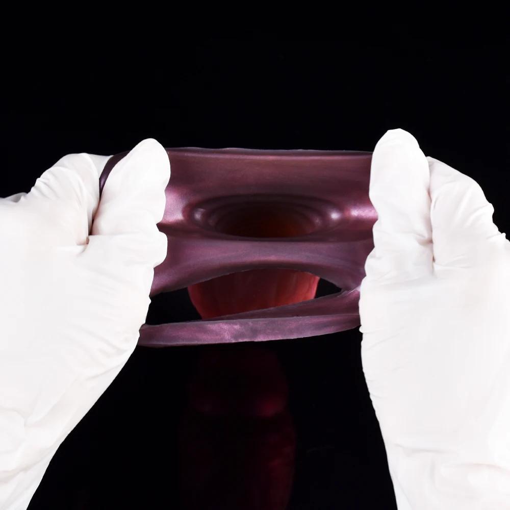 Fantasy Ribbed Dildo Open Ended Sheath Silicone Sleeve Men Enlargement Masturbators