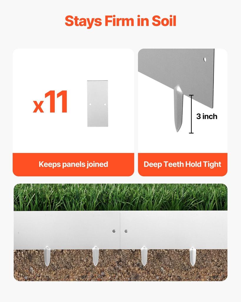 Corten Steel Landscape Edging, 10-Pack 100 X 23 Cm Metal Edging for Landscaping with 11 Connecting Plates, Easy-to-Install, Metal Garden Edge Border