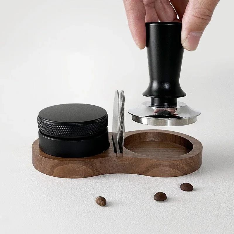 51/53/58MM Walnut Wood Coffee Tamper Mat Station Stand Coffee Powder Base Tamper Storage Pad Filter Screen Holder Coffee Tools