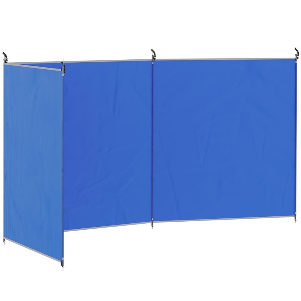 4 Pole Camping Windbreaks, Beach Wind Shield Shelter with Carry Bag and Steel Poles, 540cm x 150cm, Blue