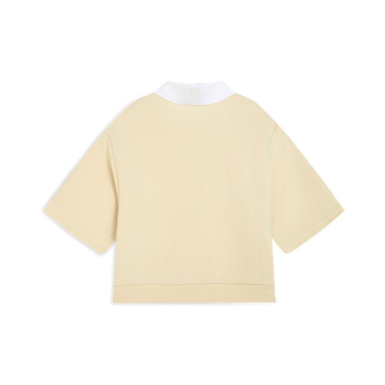 Puma Collective Femme 2.0 Polo W American Vintage Sports Casual V-Neck Short Sleeve Cropped Polo Shirt Women tops Snow-White 631717-87