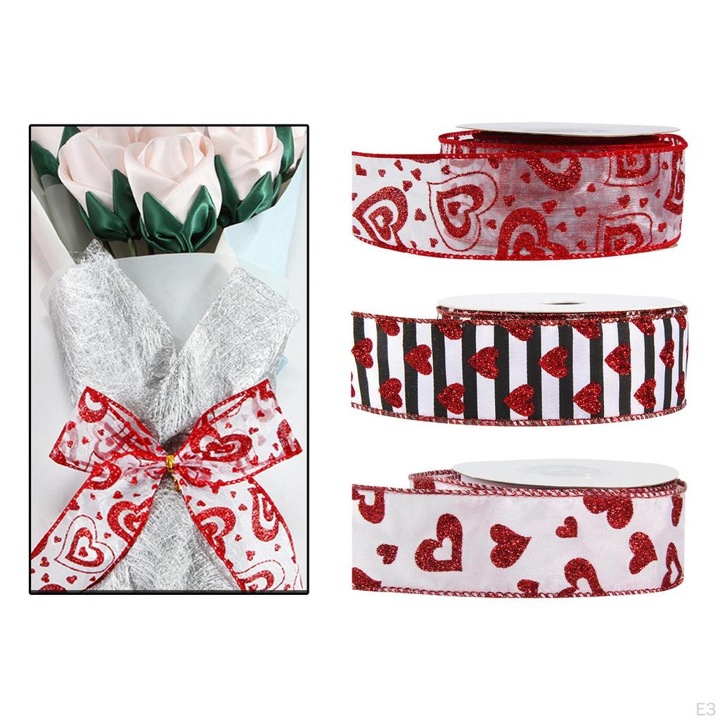 Heart Shaped Ribbons for Valentine's Day Crafts 1.5 Inch Wide Wrapping Scrapbooking