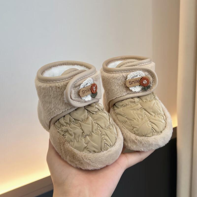 Soft-Sole Warm Cotton Boots for 0-1 Year Olds - Non-Shedding, Unisex, Plush Lined for Autumn & Winter