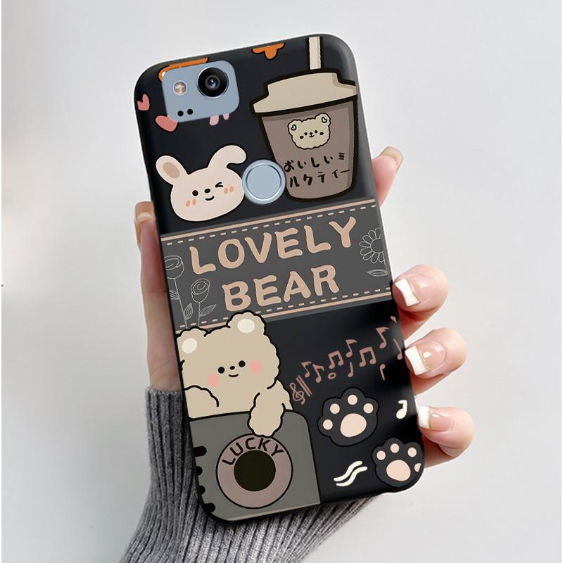 Cute Case For Google Pixel 2 / Pixel 2XL Printing Shell Pixel 1 XL Pixel1 Protective Cover Soft Silicone Cartoon Black Casing