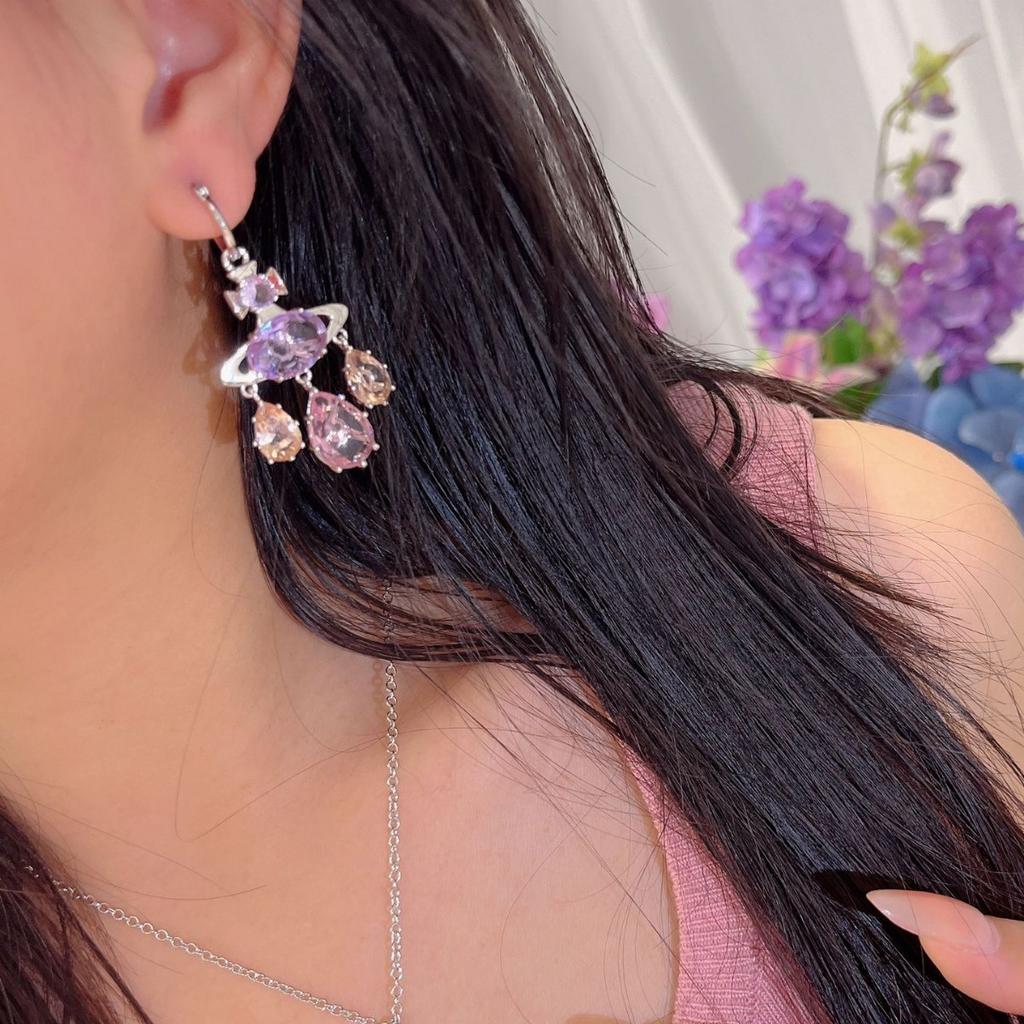 Xijia Saturn Series, Pink Amethyst Dream Catcher, Water Drop Necklace, Sweet Princess Accessories, Fashion Versatile