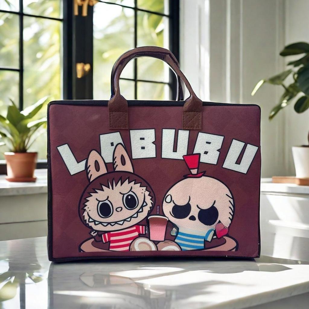 Nová labubu kreslená plstěná přenosná ruční jednoduchá dětská taška tote taška na obědový box úložná taška taška na jídlo