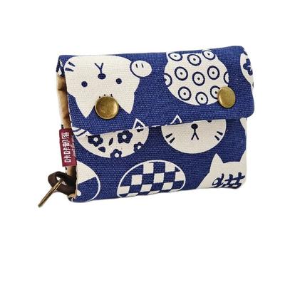 Women's Fold Card Wallet Canvas Cartoon Key Organizer Coin Purse Small Pouch Female Money Bag  for Girls