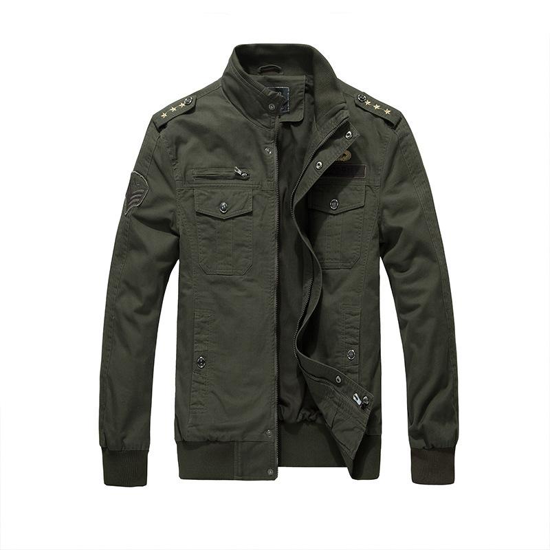 Men's Casual Large Size Cotton Washed Jacket Stand Collar Jacket