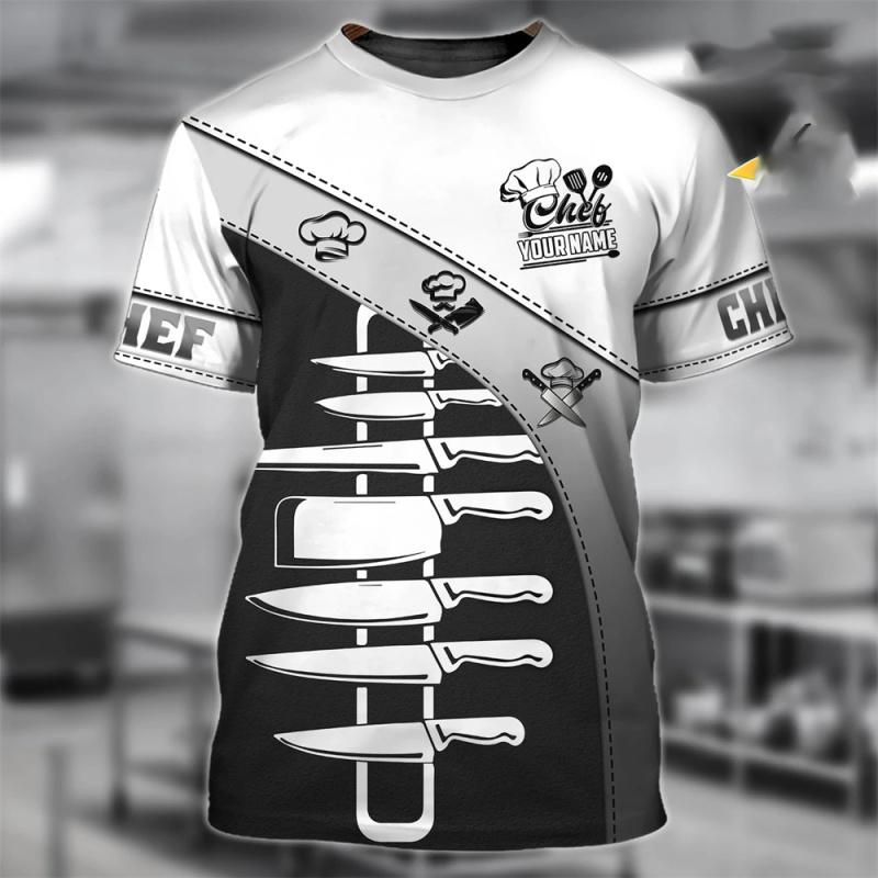Male T Shirt Vintage T-Shirt Summer Clothing Personalized Name Chef 3d Restaurant Print Tops Street Casual Sports Loose Pullover