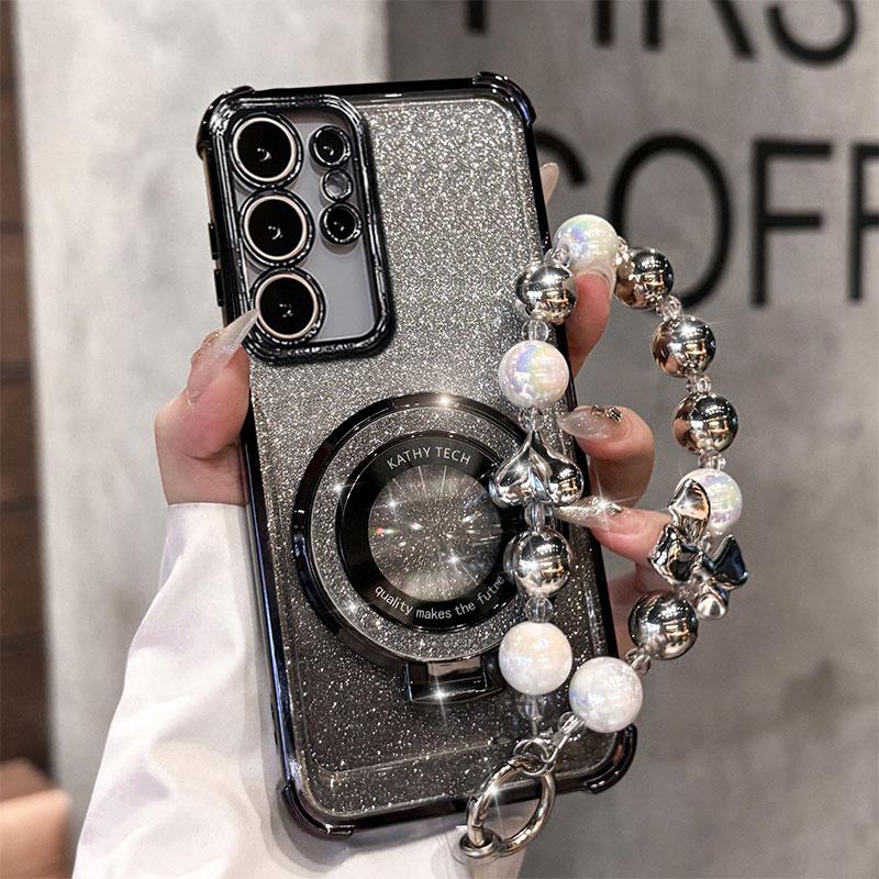 Shockproof Case for Samsung Galaxy S26 S25 FE S24 Plus S23 S22 Ultra A56 A36 A26 A17 A57 A37 Glitter Stand Holder Bracelet Cover