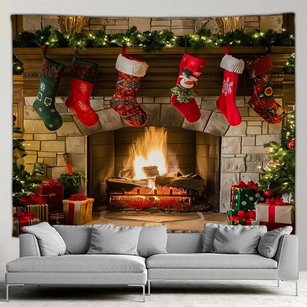 Christmas Tree Snowman Pattern Tapestry Bedroom Living Room Home Christmas Decoration