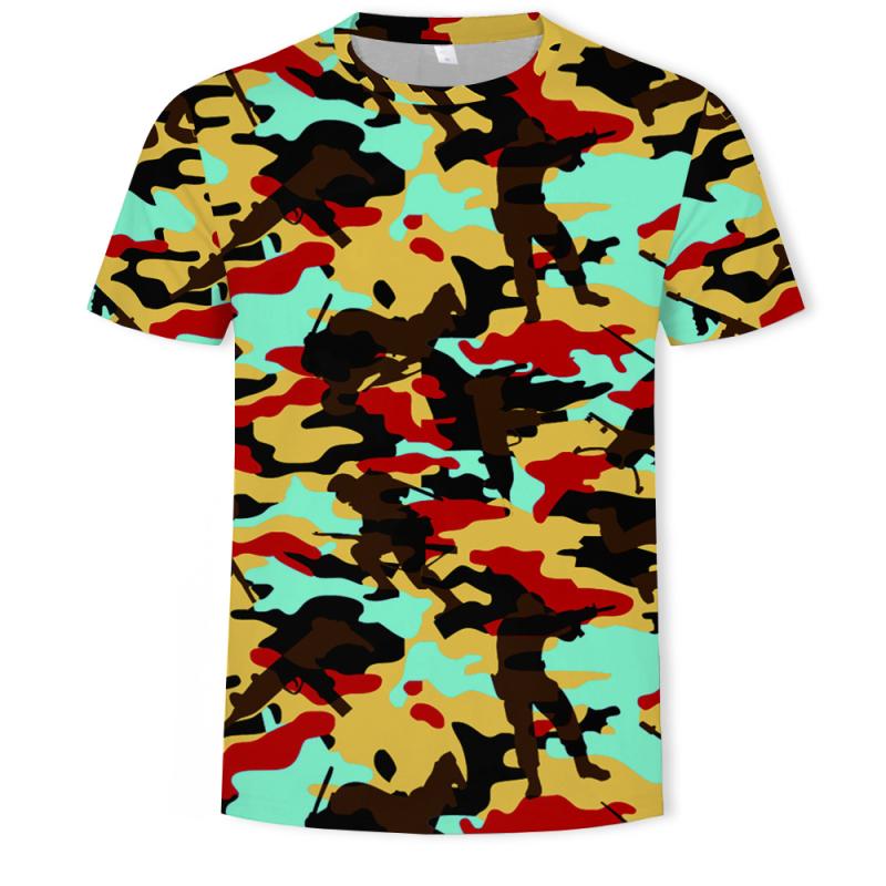 Camouflage Freizeit Herren- und Damen-T-Shirts Lässiger 3D-Druck Hip Hop Harajuku Persönlichkeit Rundhals Kurzarmkleidung
