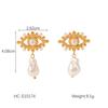 French Gold Heart Bow Pearl Earrings Titanium Steel Earrings for Women