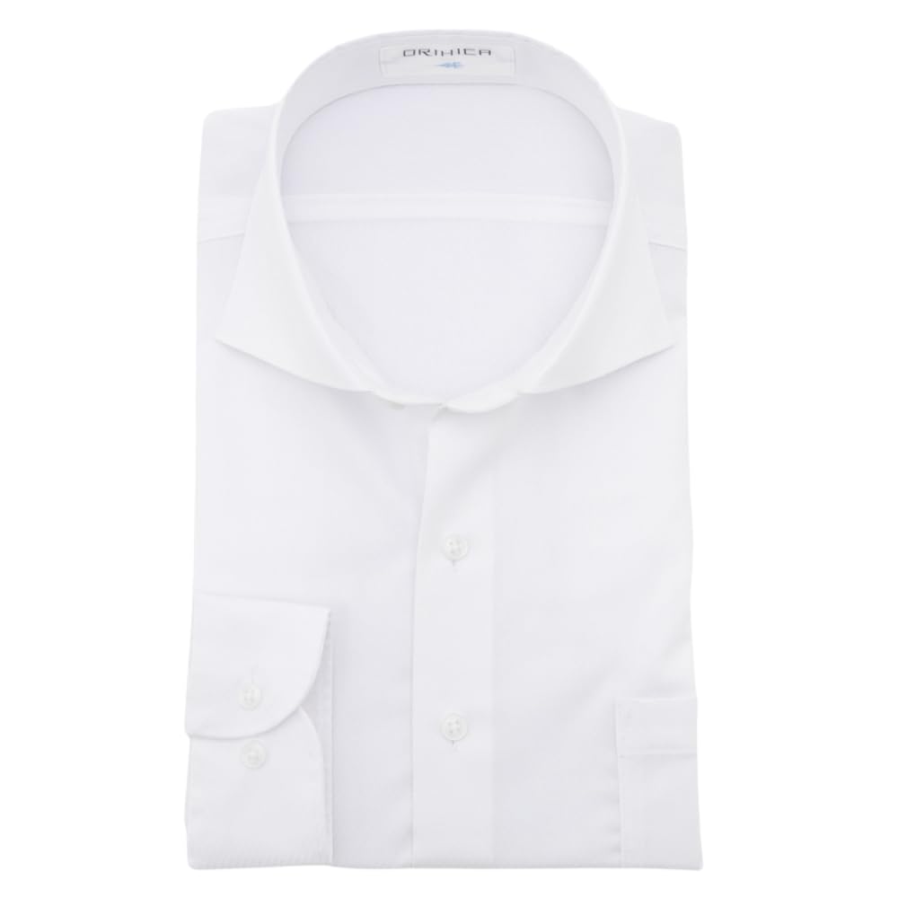 

ORIHICA Men s Non-Iron Long Sleeve Dress Shirt, Super Cool, Highly Breathable, Single-Yoke, White, Pullover, Woven Pattern (MTLC3512)