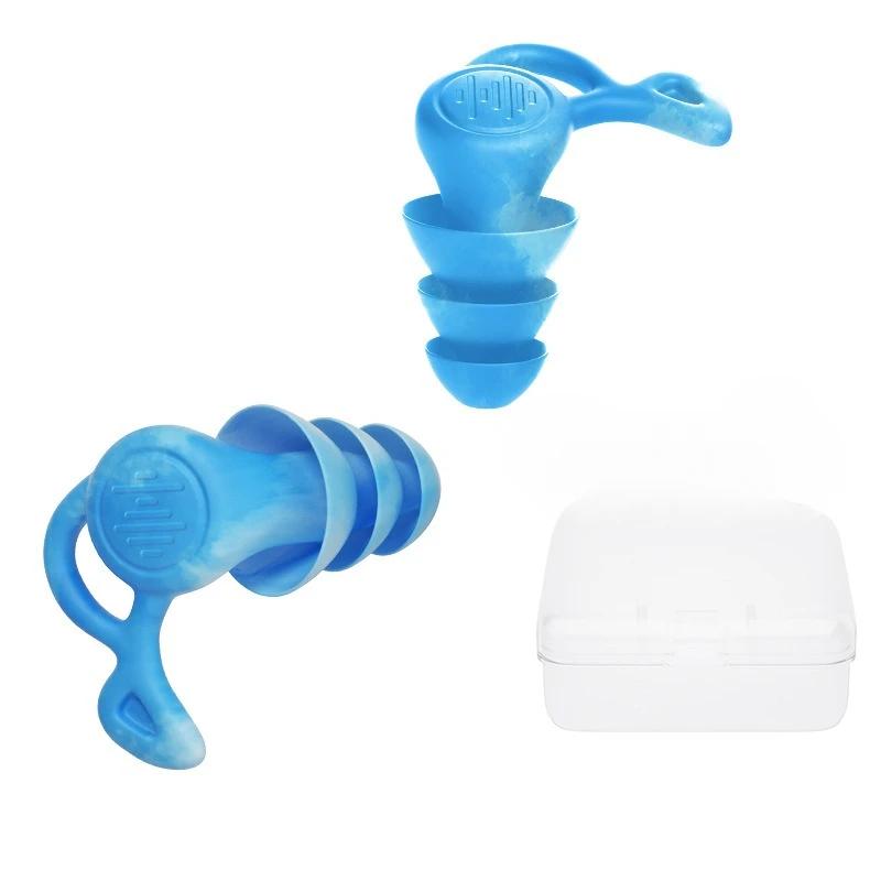 

3 Layer Anti Noise Silicone Reusable Earplugs Waterproof Swimming Ear Plugs For Sleeping Diving Surf Soft Comfort Ear Protector синій