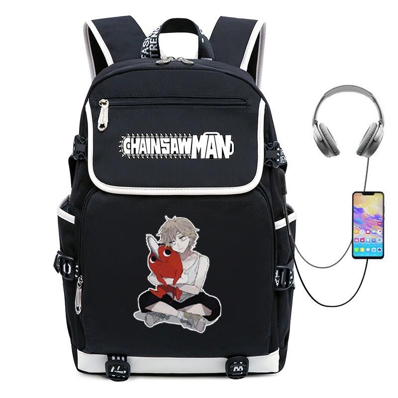 Chainsaw Man Anime Cosplay Backpack School Travel Laptop 14 Inch Oxford Fabric Streetwear Unisex Bag 20-35L