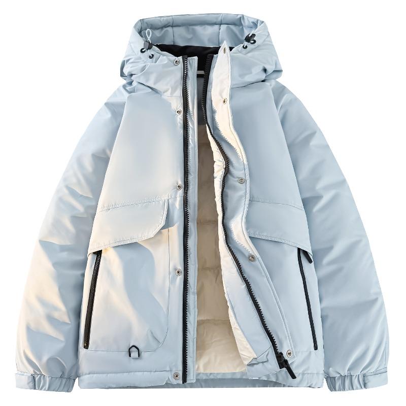 

% down new national standard white duck down jacket men and women winter loose pie overcome thickened hooded jacket men 3XL