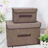 2Pcs Folding Storage Box Non Woven Rectangle Fabric Clothes Basket Toys Container with Lid