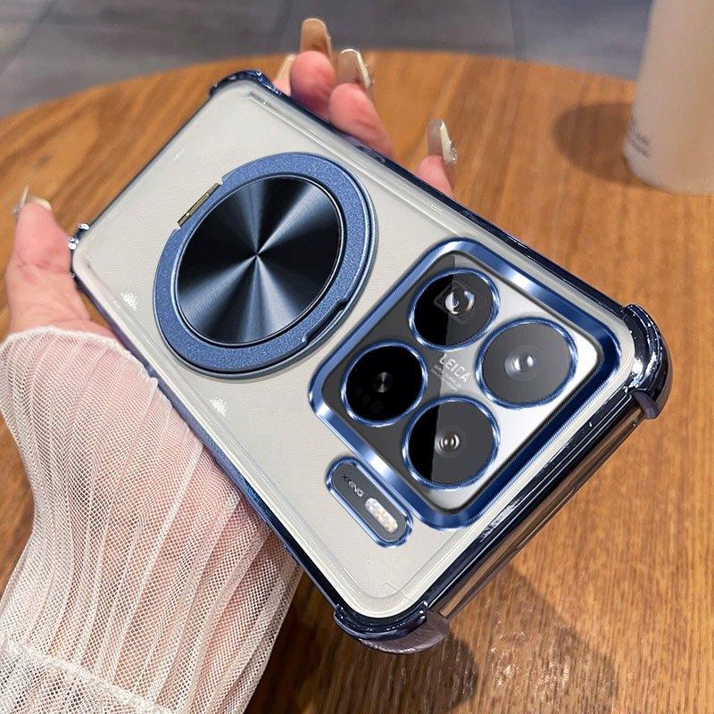360 Degree Rotating Magnetic Bracket Phone Case For Xiaomi 15T 15S 15 14 14T Pro Clear Shockproof Plating Cover
