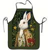 1pc Pack Elegant Rabbit And Floral Pattern Apron, Rabbit Print, Durable And Easy To Clean Polyester Material for Cooking, Gardening, Picking, Christma