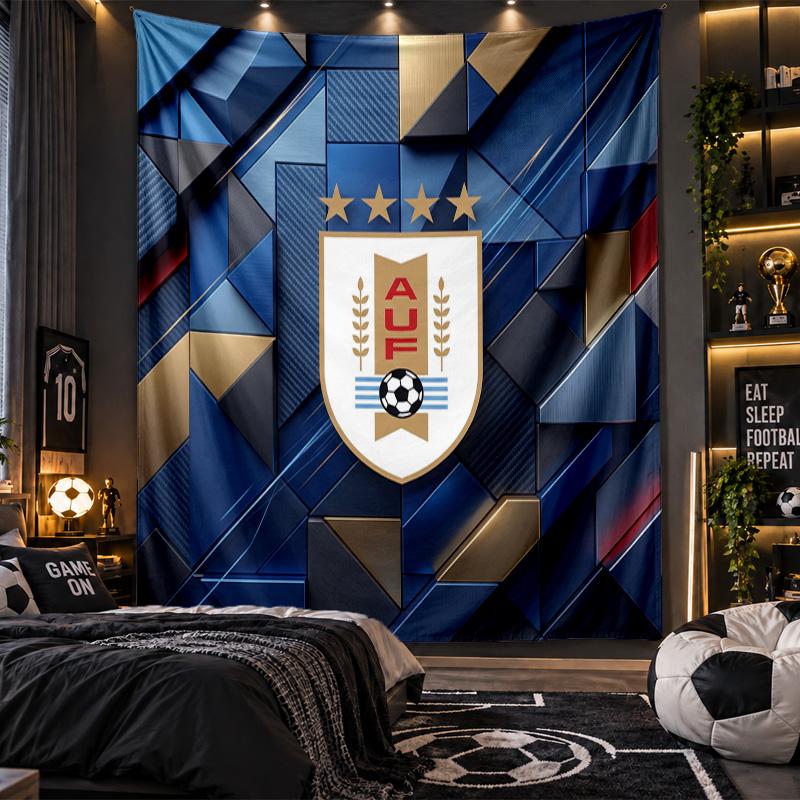 Wall Hanging Tapestry Uruguay Football Print Cloth for Living Room Bedroom Home Decor