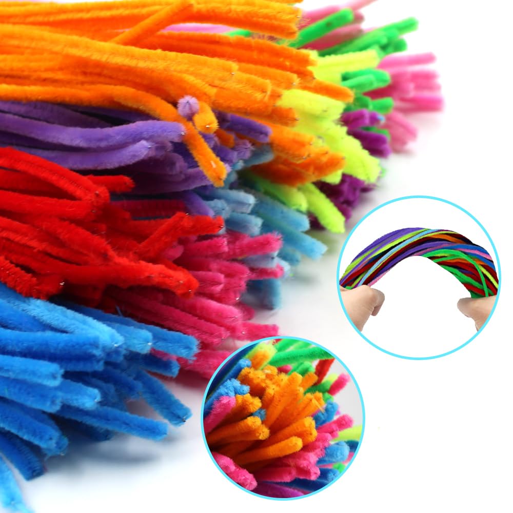 10 Colors Pipe Cleaners, Craft Chenille Stem Fuzzy Sticks, Handmade Gifts, Creative DIY Craft Decoration, Sewing, Wedding, Home Decor - 300 Pieces