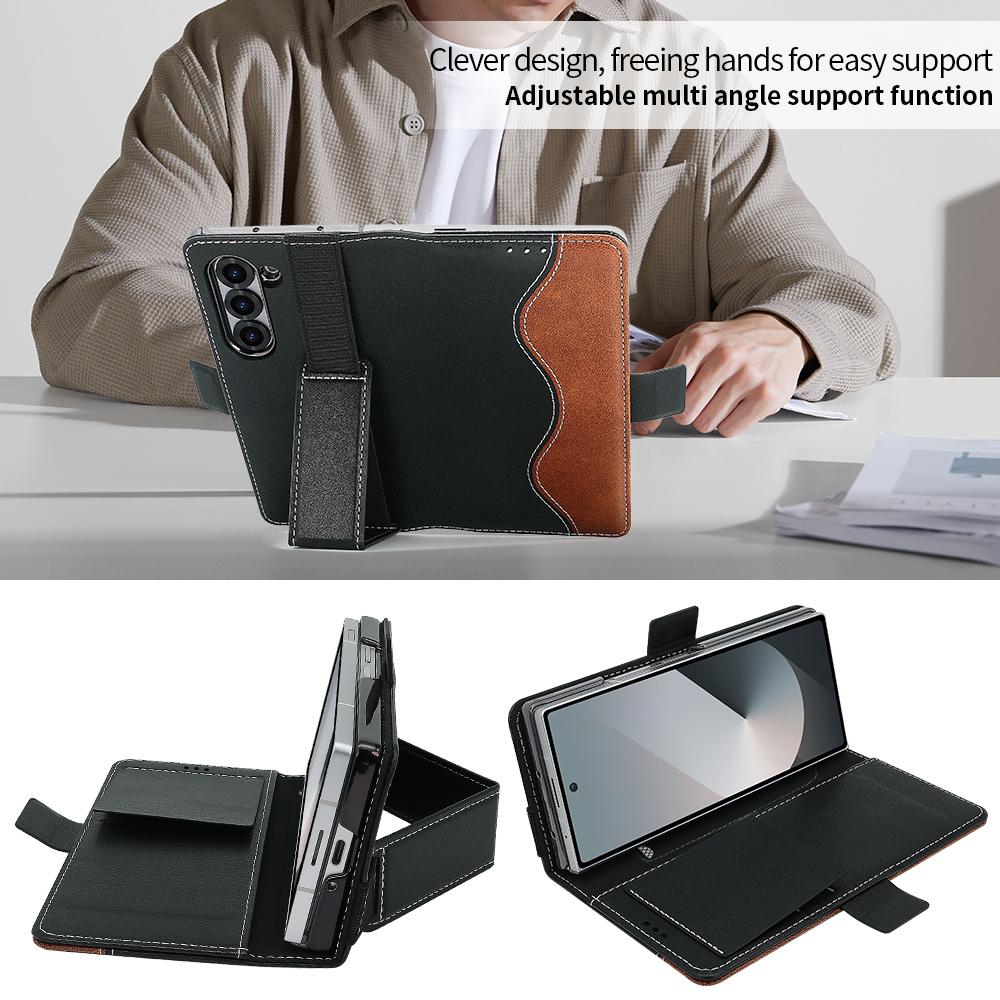 

Faux Leather Wallet Case with RFID Blocking for Samsung Galaxy Z Fold 7, 6, 5 Featuring a Card Holder And Kickstand Flip Cover Galaxy Z Fold7 чорний