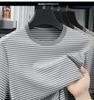 Classic Stripe Ice Silk High Elasticity Men's Summer Round Neck Short-sleeved T-shirt