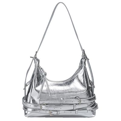 High-end Texture Retro Red Soft Leather Commuter Bag, Women's Hot Girl Style Motorcycle Underarm Bag, Single Shoulder Bag