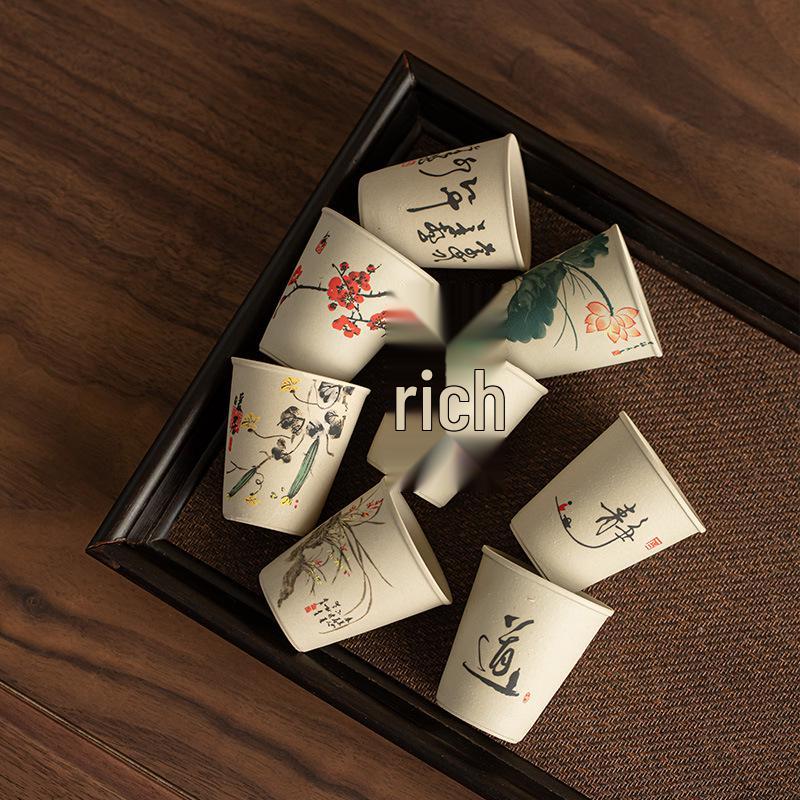 Vintage Ceramic Tea Cup Set: Floral and Avian Design, Host and Guest Cups, Perfect for Tea Tasting and Festive Gifts