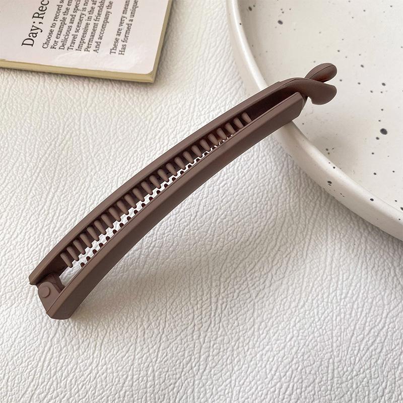1 stuks Dames Zwart/Khaki/Bruin 11cm/4,33in Banaanvormige Lichtgewicht Plastic Haarclip Make-up En Outfit Matching Haarclips Klauwclips Haar C one-size
