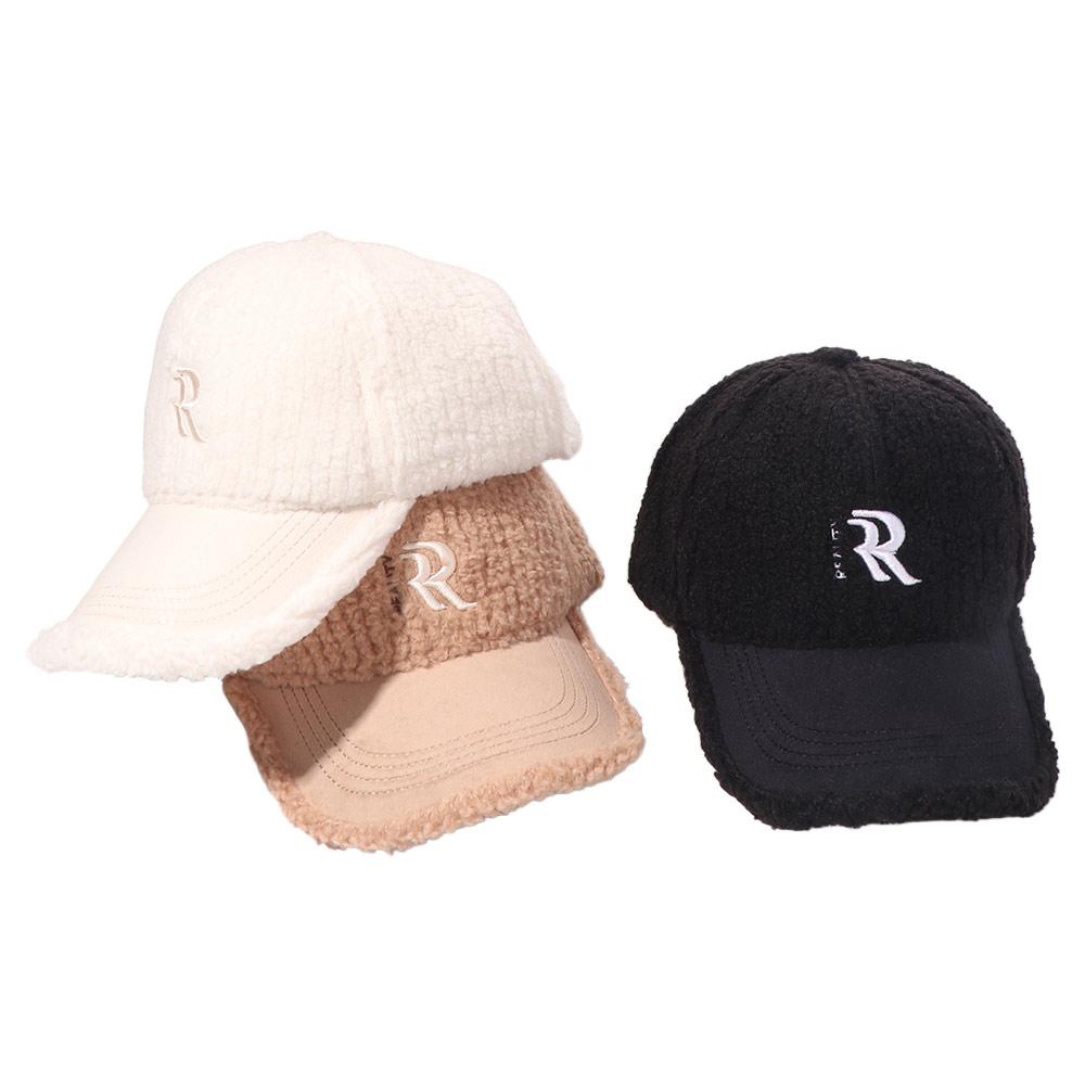 Letters Winter Baseball Cap Double R Plush Peaked Cap Fashion Lamb Wool Hat  Sports