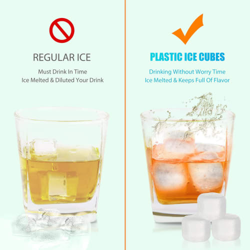 Reusable Ice Cubes for Drinks, 50-Pack, Refreezable Plastic Ice Cubes, BPA-Free, Chill Your Drinks Without Dilution, Washable Fake Ice Cubes for Cockt