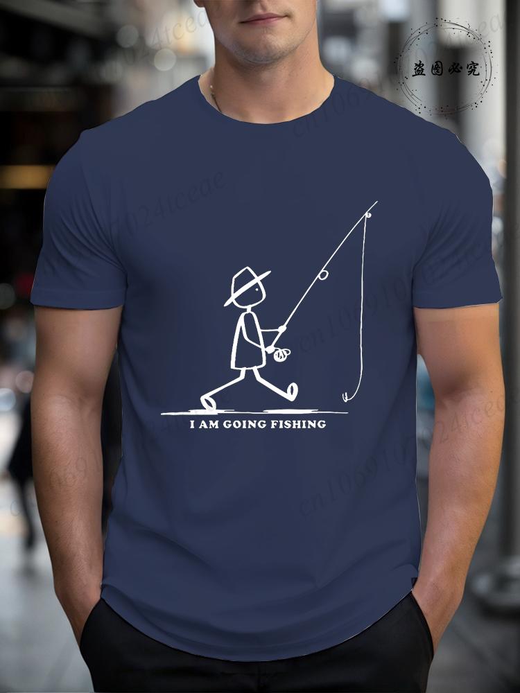 Mens Mens Going Fishing Graphic Casual T Shirt Summer Printed TShirt Soft Round Neck Short Sleeve Tee Shirts Unisex Harajuku